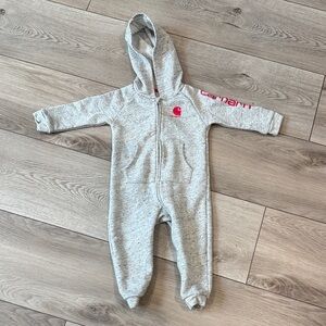 Carhartt Heather Gray Kids Footie with red Logo